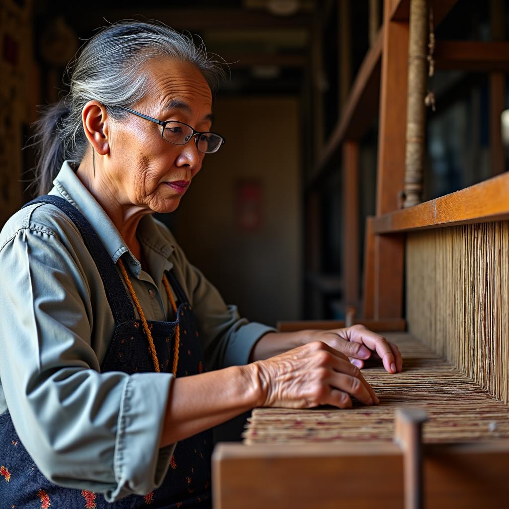 Master Weaver sa Tradisyonal na Loom
